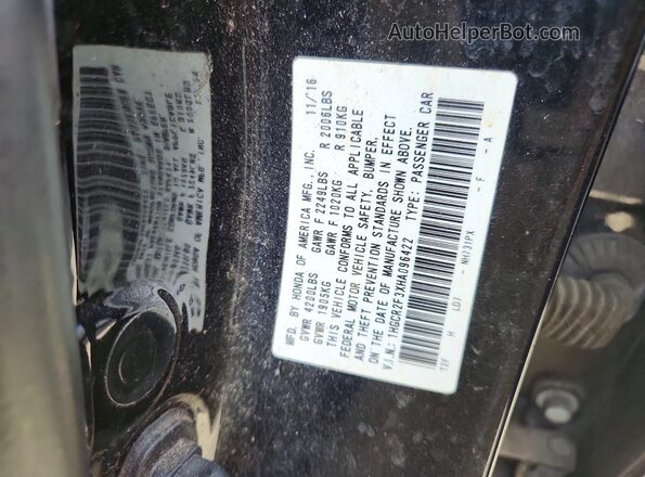 1HGCR2F3XHA096422 2017 HONDA ACCORD Black Շարժիչի բաժամունքի տեսք
