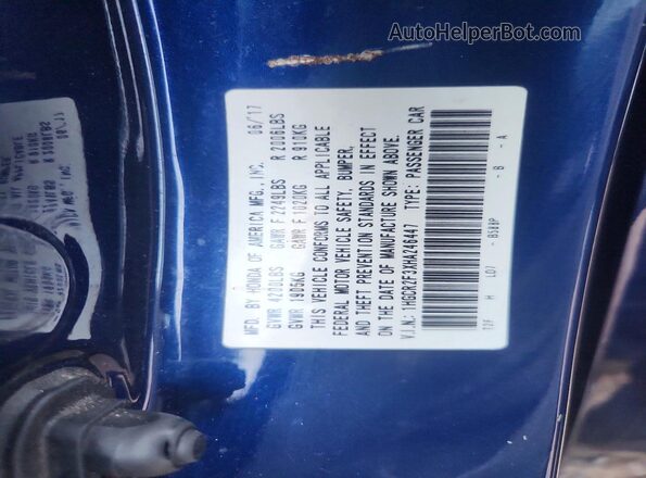 1HGCR2F3XHA246447 2017 HONDA ACCORD Blue Widok naklejki z numerem VIN