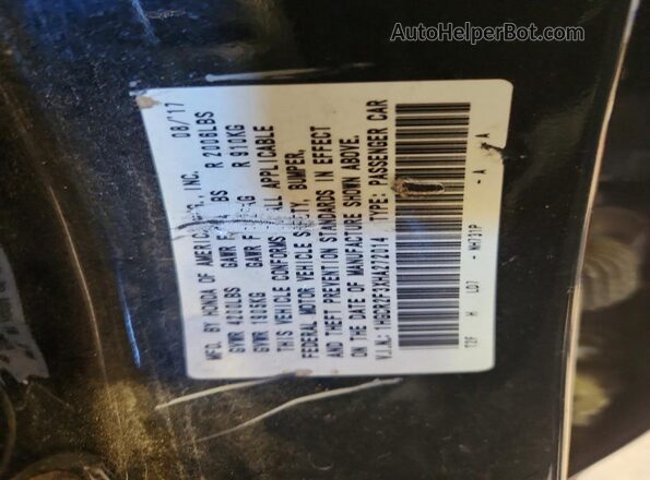 1HGCR2F3XHA272014 2017 HONDA ACCORD Black Engine compartment view