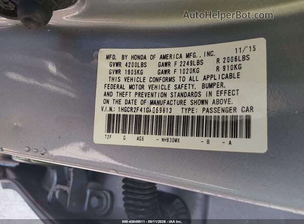 1HGCR2F41GA069813 2016 HONDA ACCORD Серебряный Вид подкапотного пространства