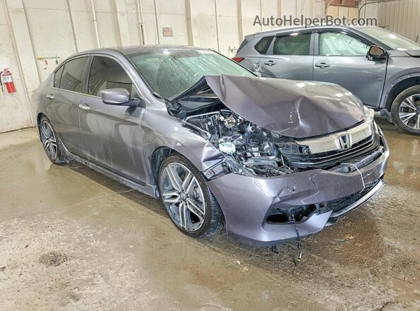 1HGCR2F50GA067320 2016 HONDA ACCORD Gray Delantero derecho
