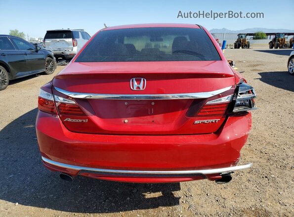 1HGCR2F51GA178426 2016 HONDA ACCORD Red Rear view