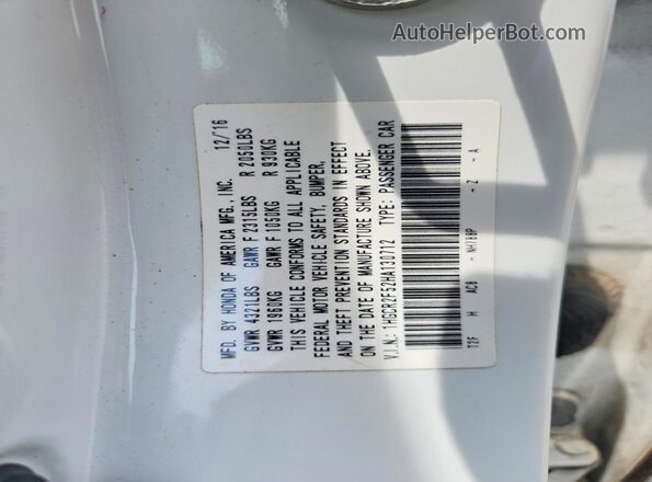 1HGCR2F52HA130712 2017 HONDA ACCORD White Engine compartment view