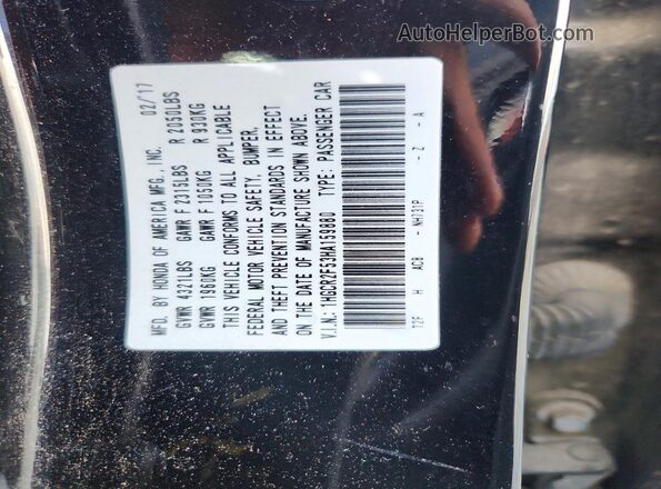 1HGCR2F53HA159880 2017 HONDA ACCORD Черный Вид подкапотного пространства