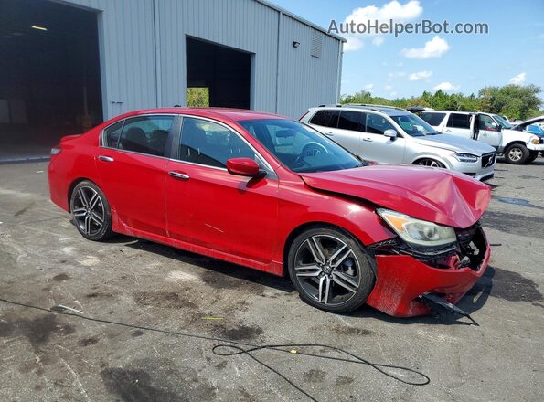 1HGCR2F55GA096893 2016 HONDA ACCORD Красный Передняя правая четверть