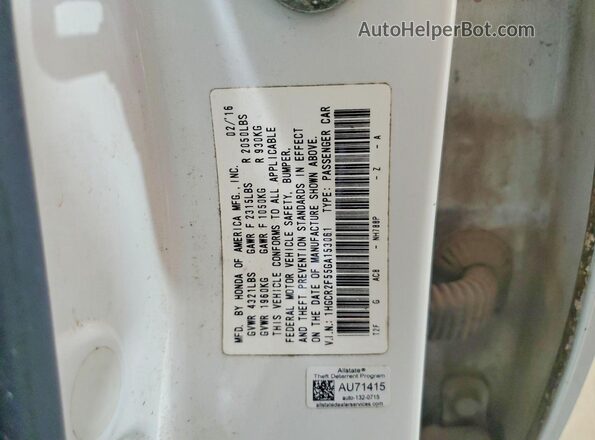 1HGCR2F55GA153061 2016 HONDA ACCORD White VIN կոդի պիտակի տեսք