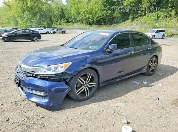 1HGCR2F56GA037240 2016 HONDA ACCORD Blue Задня ліва чверть