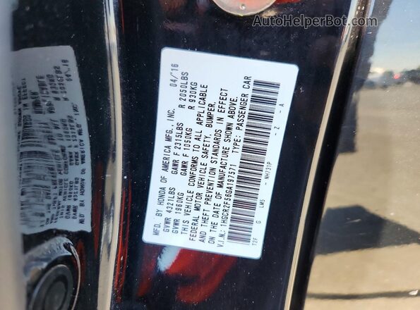 1HGCR2F56GA197571 2016 HONDA ACCORD Черный Вид наклейки с VIN-кодом