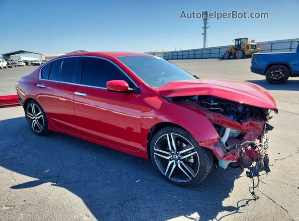 1HGCR2F56HA296991 2017 HONDA ACCORD Красный Передняя правая четверть
