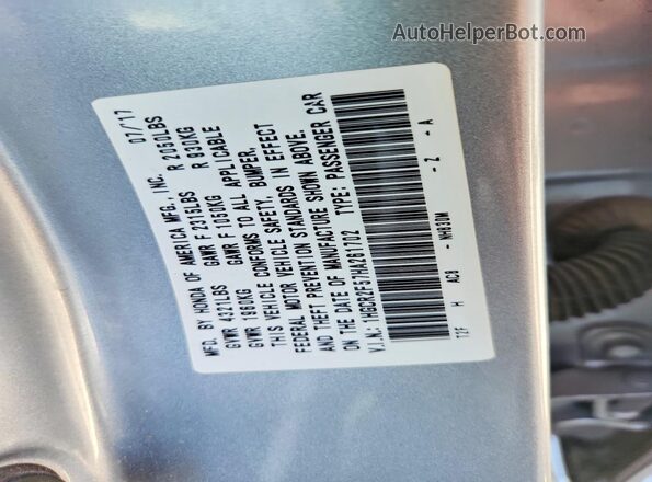 1HGCR2F57HA261702 2017 HONDA ACCORD Silver VIN կոդի պիտակի տեսք