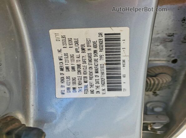 1HGCR2F71HA151603 2017 HONDA ACCORD Gray ძრავის განყოფილების ხედი