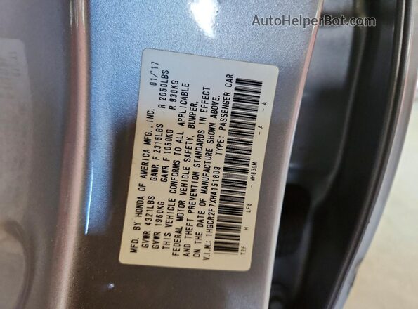 1HGCR2F7XHA151809 2017 HONDA ACCORD Silver Вид підкапотного простору