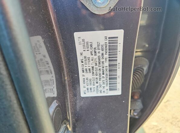 1HGCR2F83GA124619 2016 HONDA ACCORD Gray Widok komory silnika