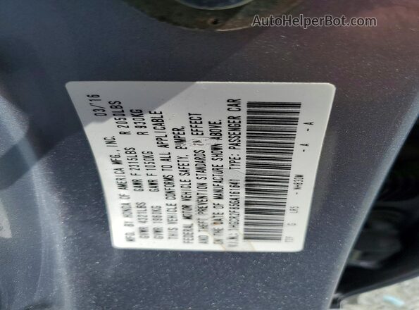 1HGCR2F85GA161641 2016 HONDA ACCORD Silver Շարժիչի բաժամունքի տեսք