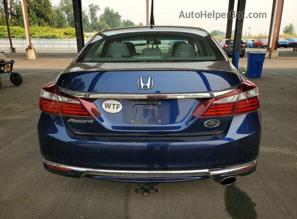 1HGCR2F85HA112196 2017 HONDA ACCORD Blue Rear view