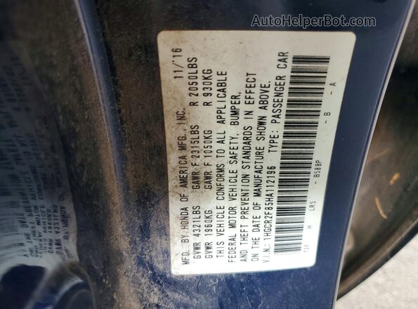 1HGCR2F85HA112196 2017 HONDA ACCORD Blue Engine compartment view