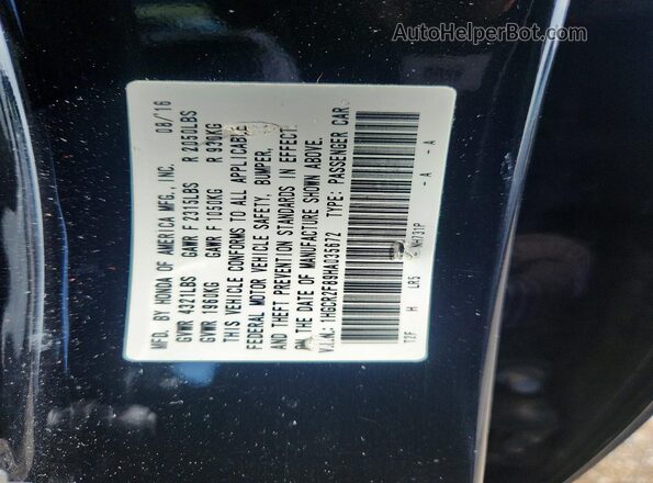 1HGCR2F89HA035672 2017 HONDA ACCORD Black ძრავის განყოფილების ხედი