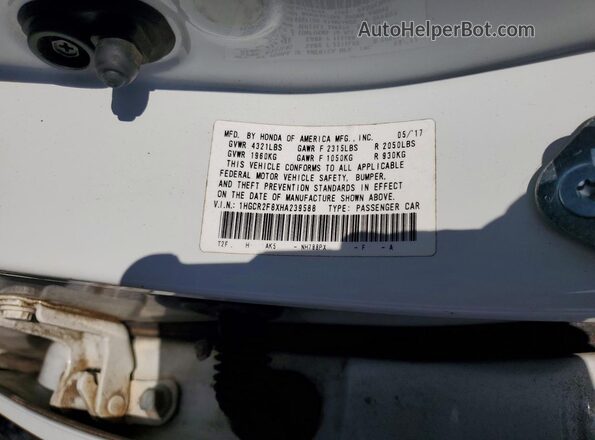 1HGCR2F8XHA239588 2017 HONDA ACCORD White Вид підкапотного простору