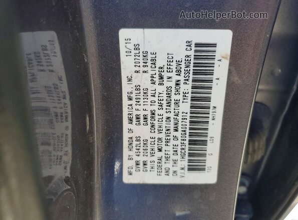 1HGCR3F80GA007912 2016 HONDA ACCORD Gray Widok komory silnika