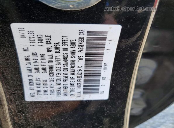 1HGCR3F82GA025473 2016 HONDA ACCORD Black Widok komory silnika