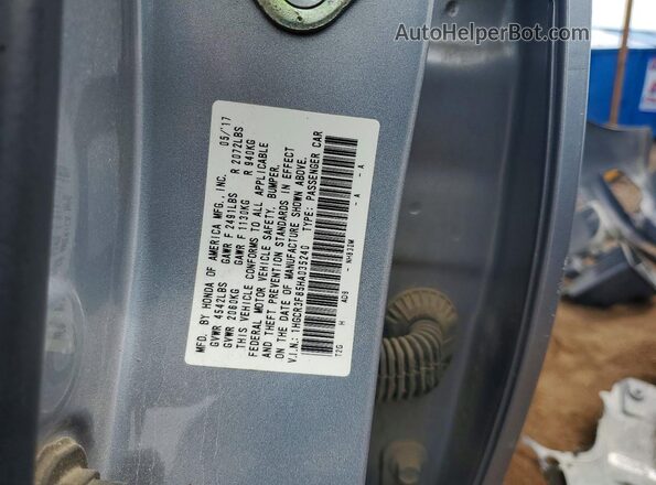 1HGCR3F85HA035240 2017 HONDA ACCORD Серебряный Вид наклейки с VIN-кодом