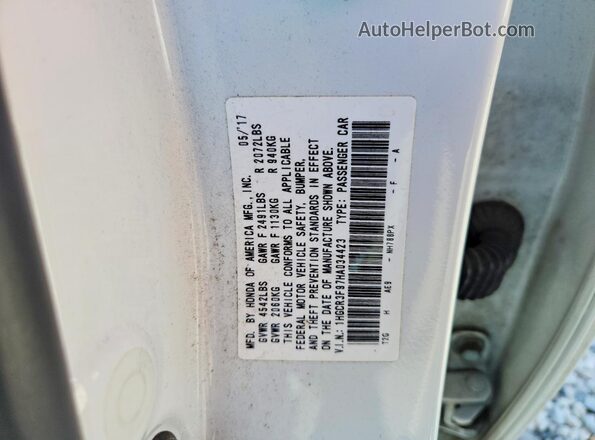 1HGCR3F97HA034423 2017 HONDA ACCORD White Вид підкапотного простору