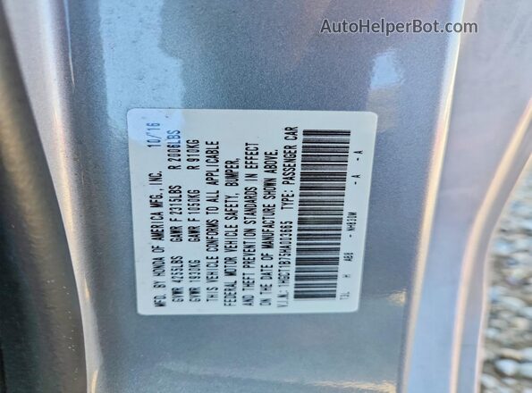 1HGCT1B75HA003665 2017 HONDA ACCORD Серебряный Вид подкапотного пространства