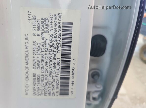 1HGCV1F11JA056661 2018 HONDA ACCORD White Вид підкапотного простору