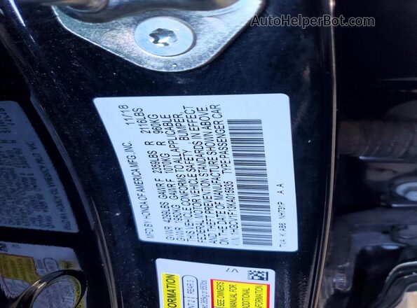 1HGCV1F13KA015935 2019 HONDA ACCORD Black Շարժիչի բաժամունքի տեսք