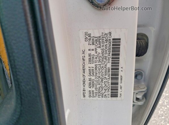 1HGCV1F13LA078681 2020 HONDA ACCORD White Widok komory silnika