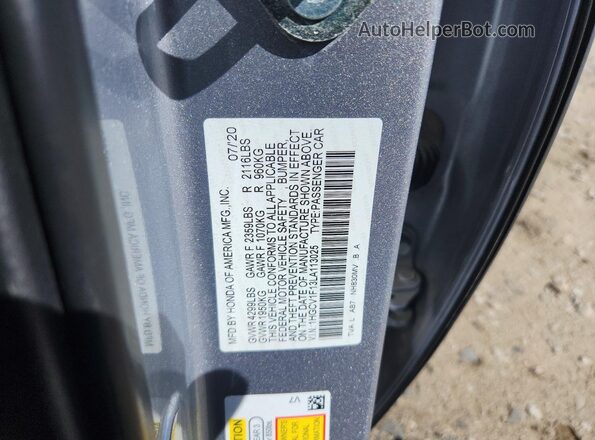 1HGCV1F13LA113025 2020 HONDA ACCORD Серебряный Вид подкапотного пространства