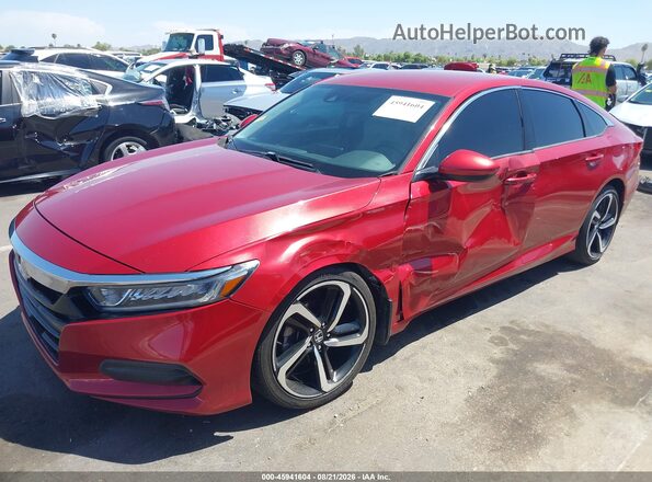 1HGCV1F14JA200686 2018 HONDA ACCORD Red Вид спереду