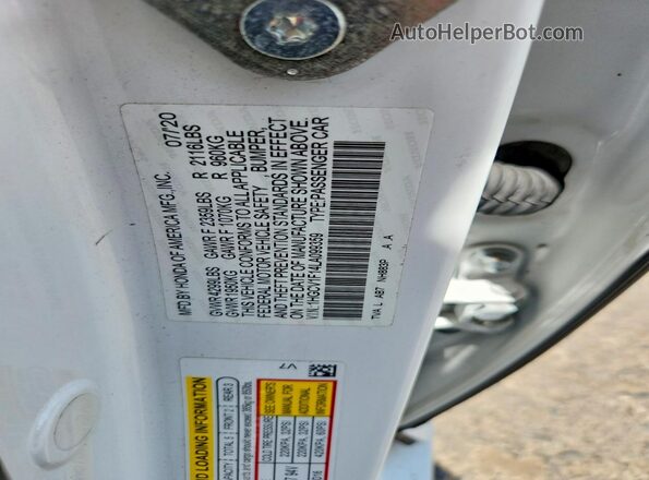 1HGCV1F14LA099359 2020 HONDA ACCORD White Widok komory silnika