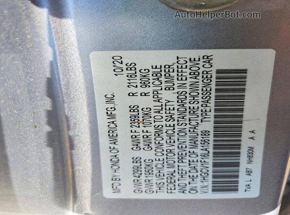 1HGCV1F16LA156189 2020 HONDA ACCORD Silver Շարժիչի բաժամունքի տեսք