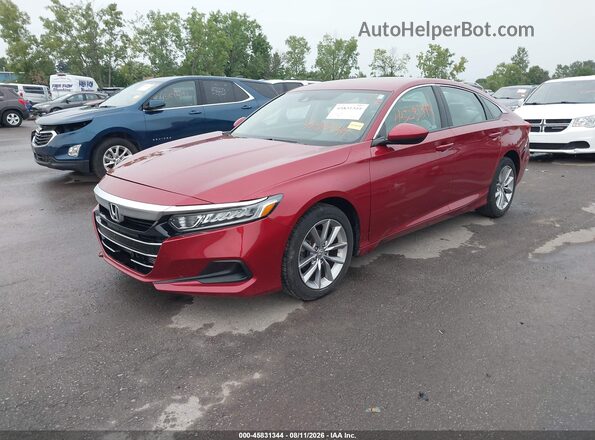 1HGCV1F16MA014362 2021 HONDA ACCORD Red წინა მარცხენა ხედი სამი მეოთხედიდან