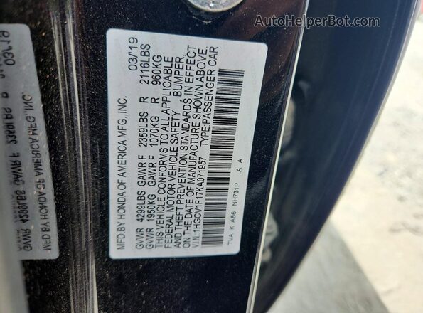 1HGCV1F17KA071957 2019 HONDA ACCORD Black Vista del compartimento del motor