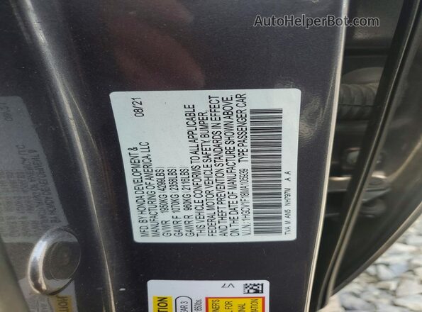 1HGCV1F18MA105939 2021 HONDA ACCORD Gray Vista de la etiqueta del VIN
