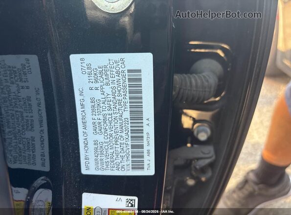 1HGCV1F1XJA207223 2018 HONDA ACCORD  Widok komory silnika