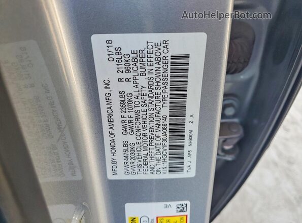 1HGCV1F30JA086140 2018 HONDA ACCORD Silver Շարժիչի բաժամունքի տեսք