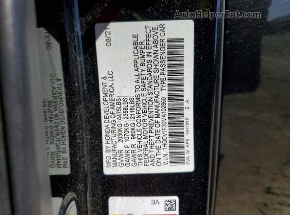 1HGCV1F30MA102860 2021 HONDA ACCORD Black Շարժիչի բաժամունքի տեսք