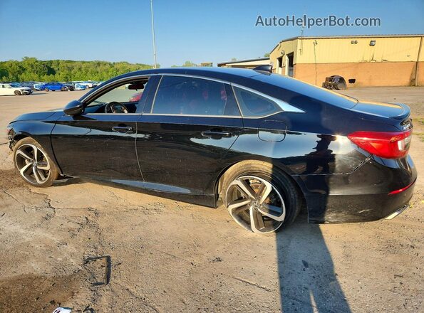 1HGCV1F31KA127585 2019 HONDA ACCORD Black Trasero izquierdo