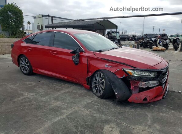 1HGCV1F32JA256529 2018 HONDA ACCORD Красный Передняя правая четверть