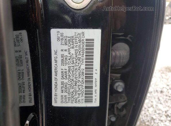 1HGCV1F32KA128812 2019 HONDA ACCORD Black Vista del compartimento del motor