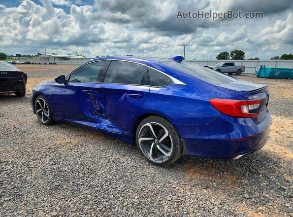 1HGCV1F32KA170297 2019 HONDA ACCORD Blue Trasero izquierdo