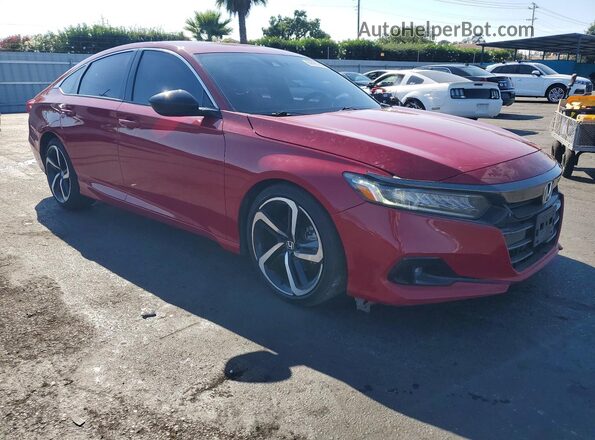 1HGCV1F32MA079789 2021 HONDA ACCORD Red Przód prawy