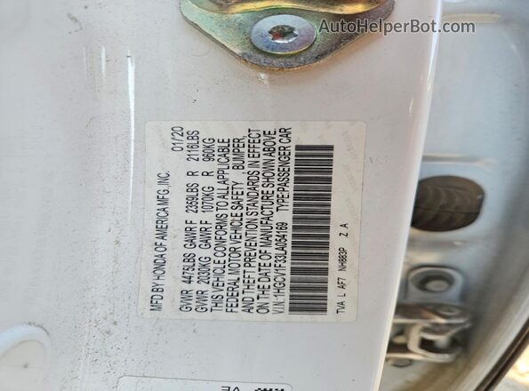 1HGCV1F33LA054169 2020 HONDA ACCORD White Engine compartment view