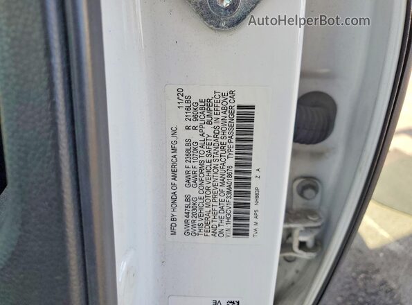 1HGCV1F33MA018676 2021 HONDA ACCORD White Vista del compartimento del motor
