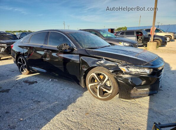 1HGCV1F34KA128908 2019 HONDA ACCORD Черный Передняя правая четверть