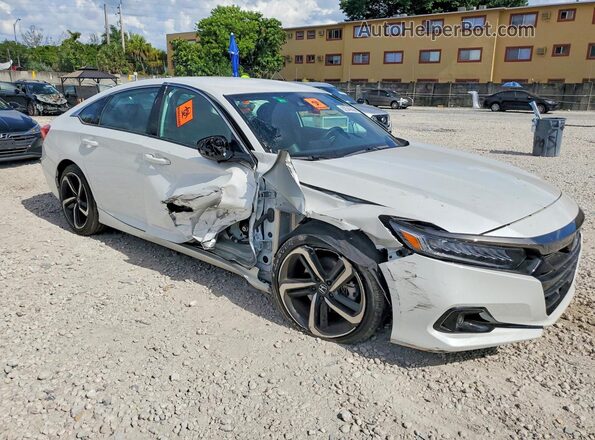 1HGCV1F34MA018699 2021 HONDA ACCORD Белый Передняя правая четверть