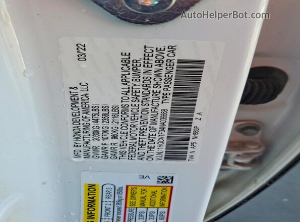 1HGCV1F34NA036668 2022 HONDA ACCORD White ძრავის განყოფილების ხედი